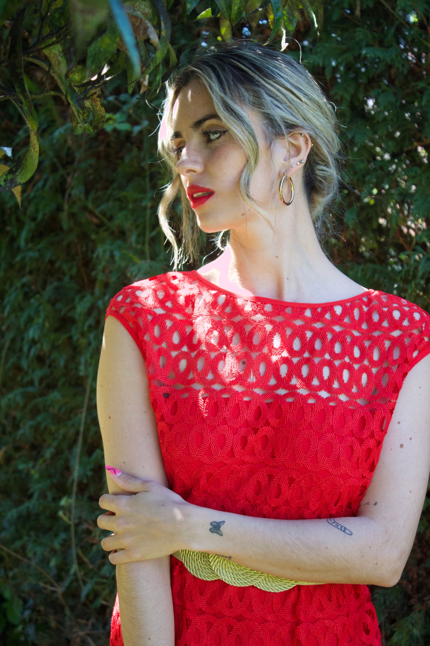 VESTIDO ENCAJE ROJO