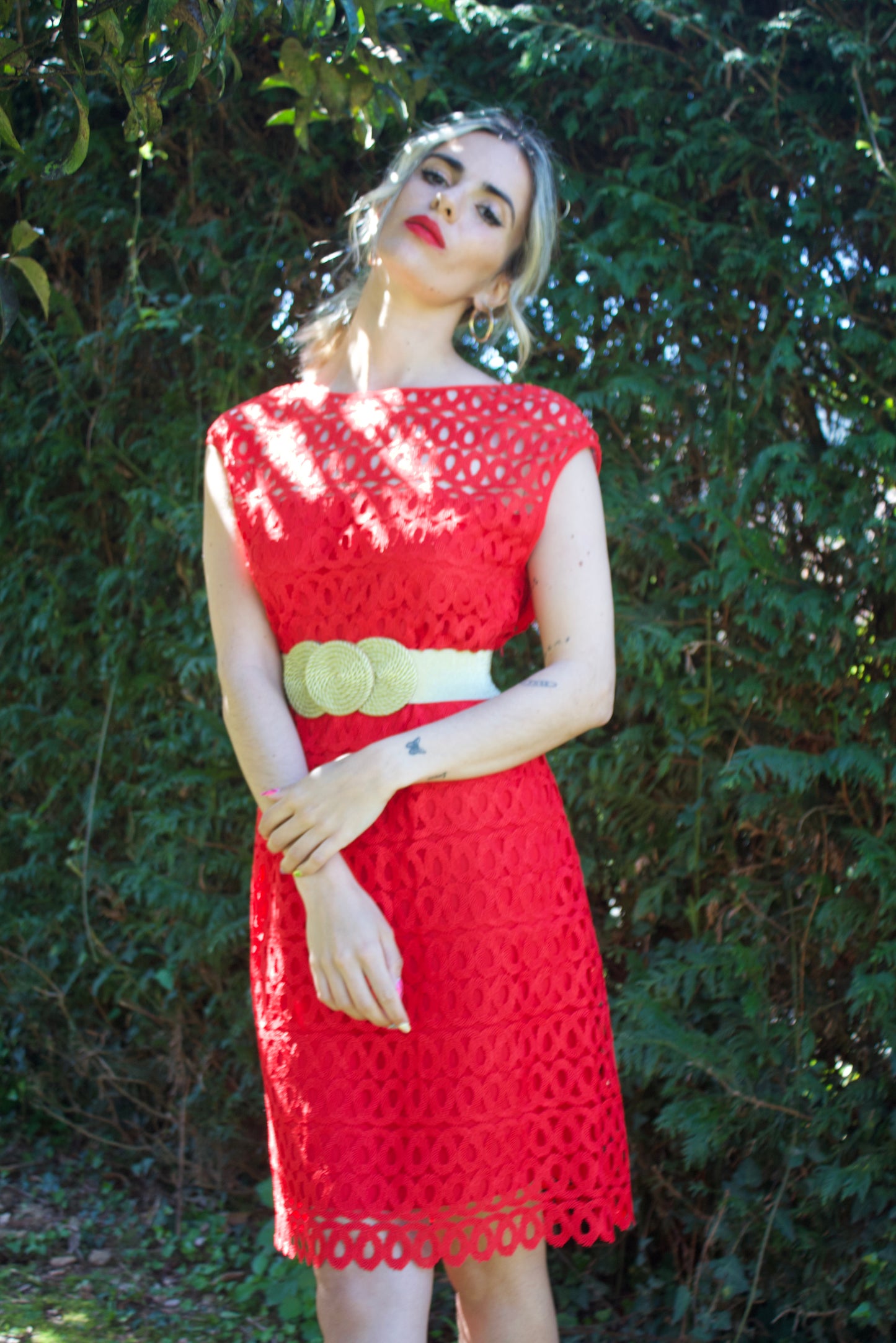 VESTIDO ENCAJE ROJO