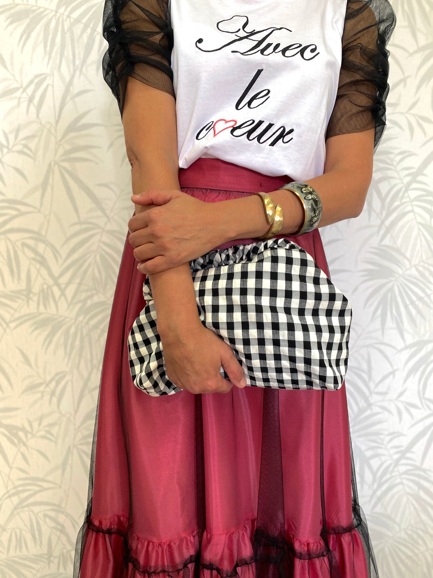 CLUTCH VICHY PERSONALIZADO | BLANCO Y NEGRO