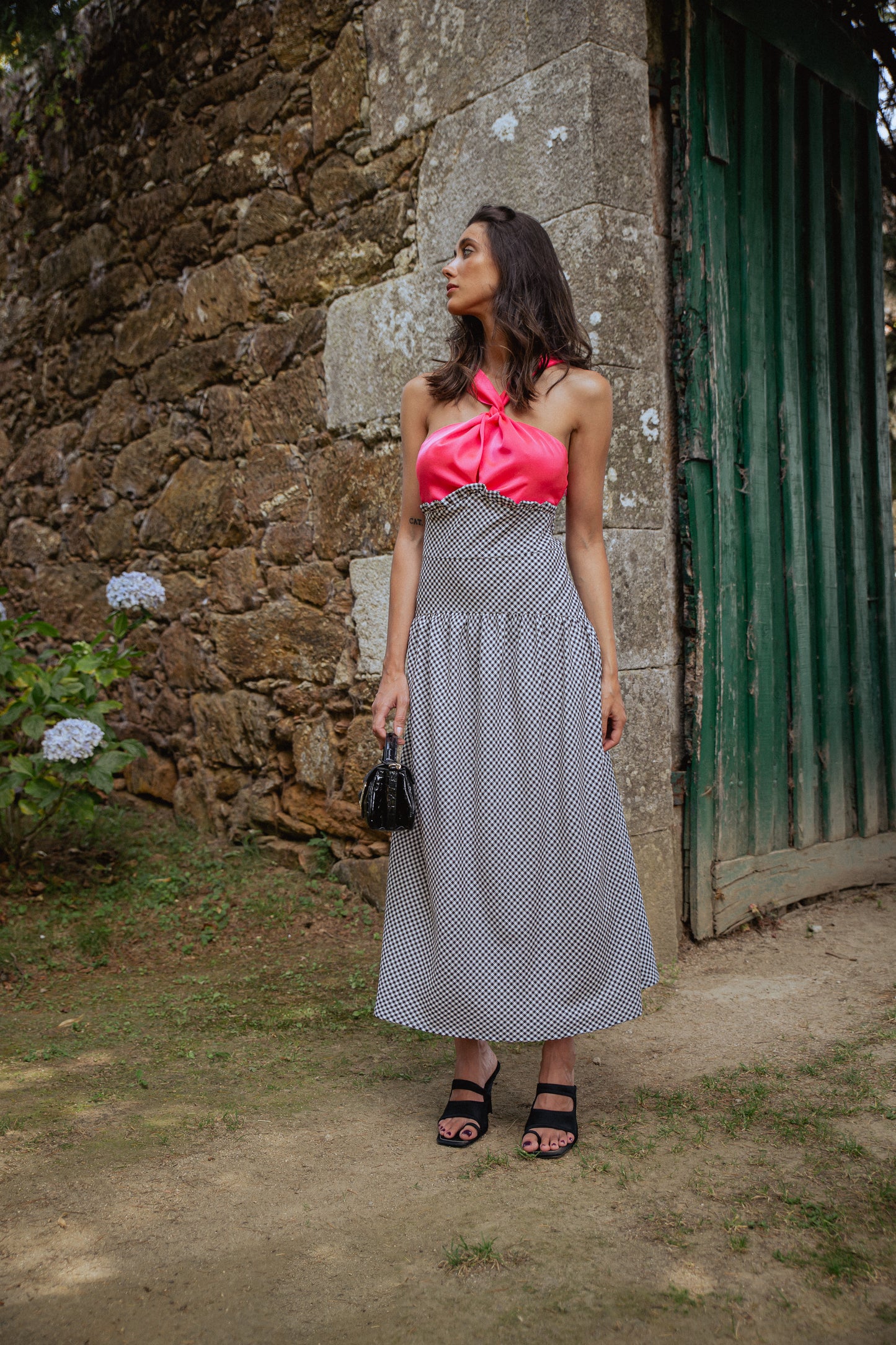 VESTIDO CUADRO VICHY COMBINADO