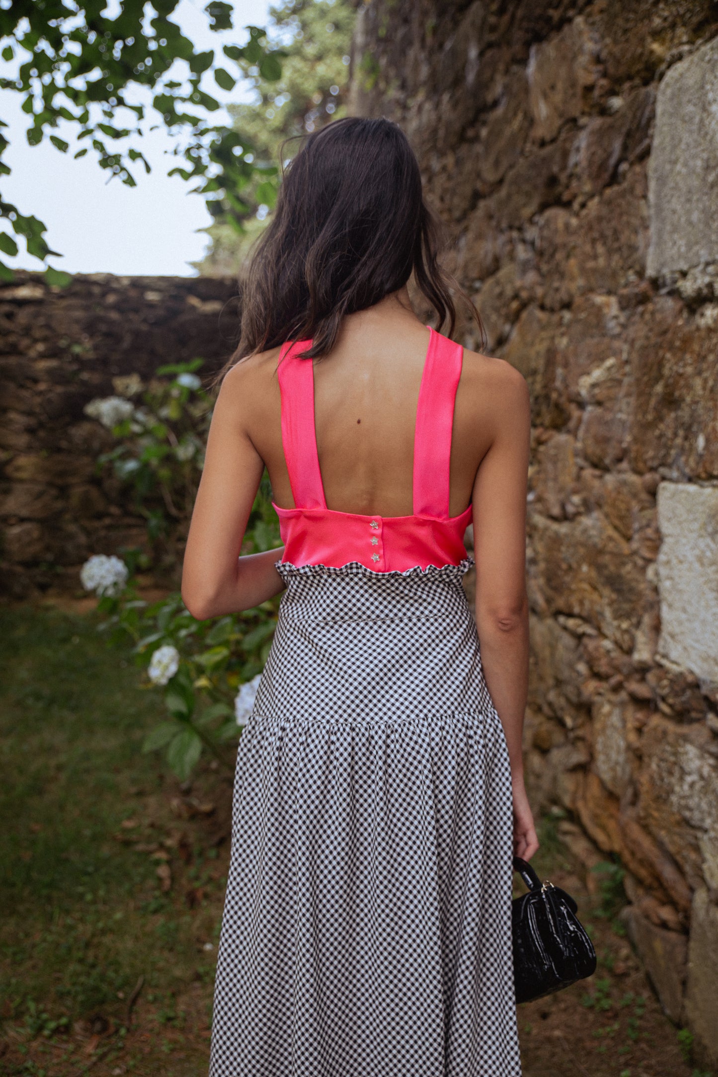 VESTIDO CUADRO VICHY COMBINADO