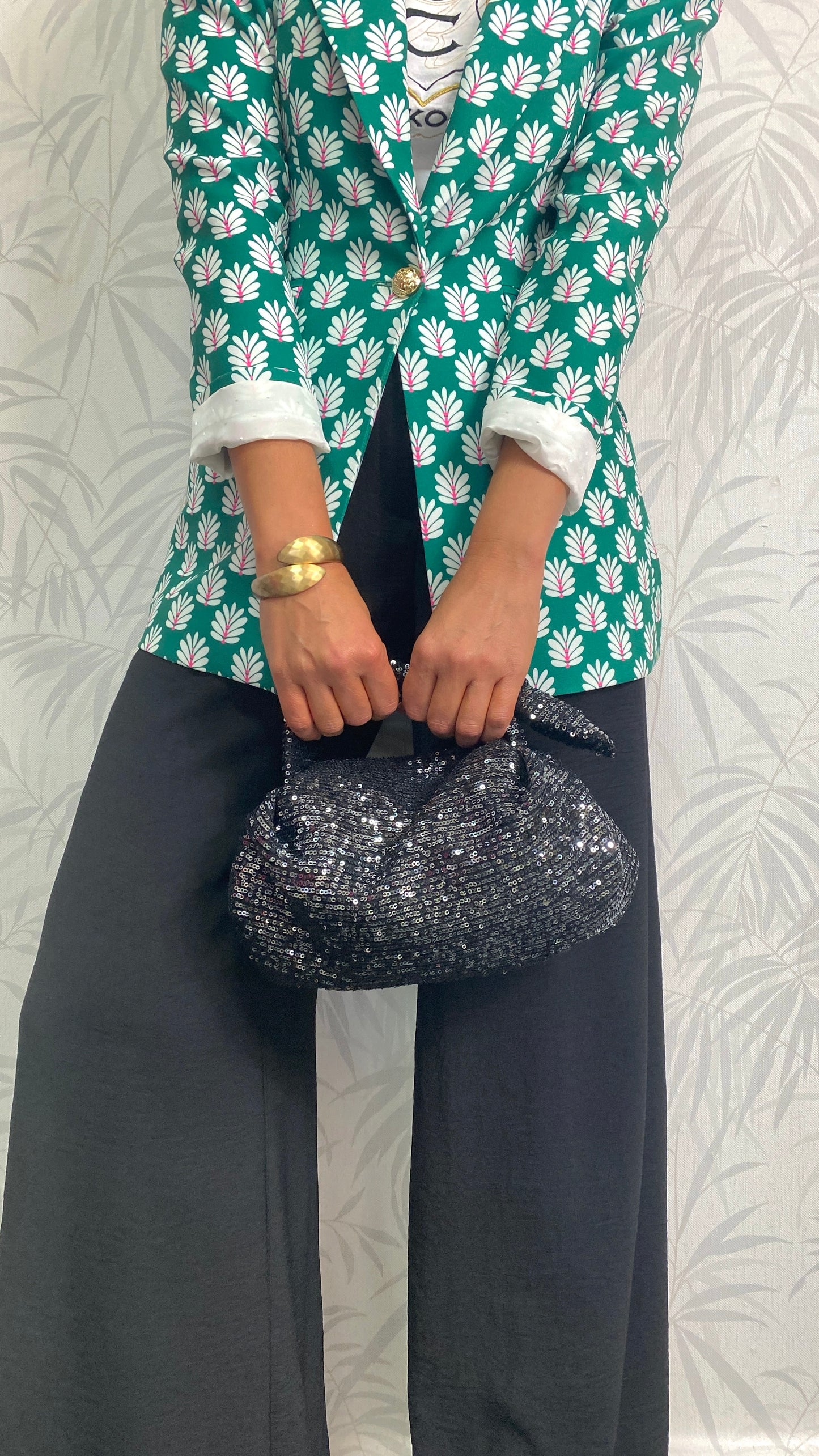 BOLSO BAGUETTE LENTEJUELAS | NEGRO