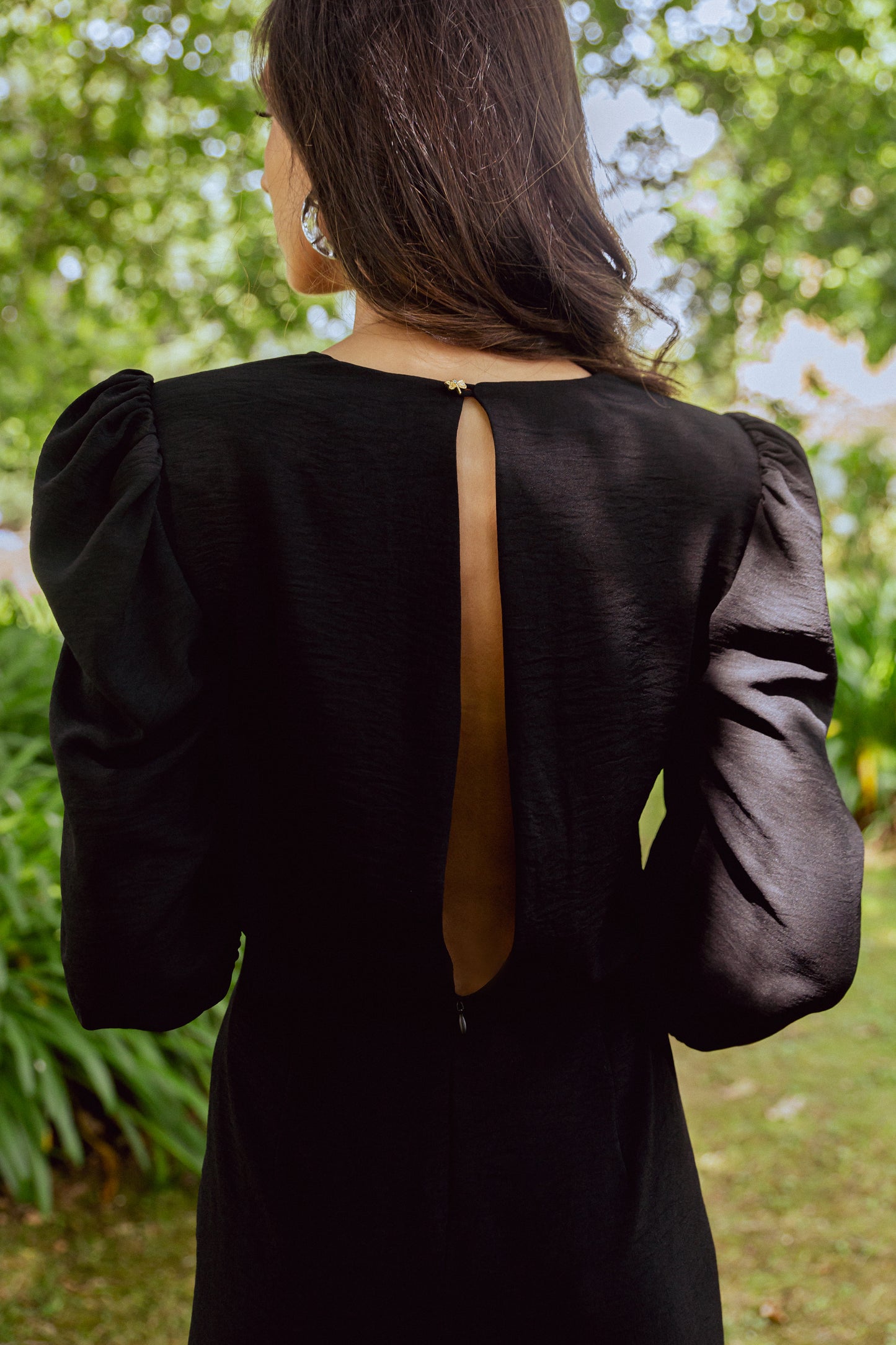 VESTIDO MIDI DRAPEADO | NEGRO