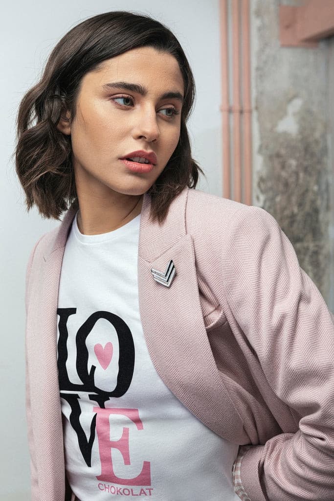 BLAZER TRAJE PUNTO ESPIGA | Rosa chokolat-fashion.myshopify.com