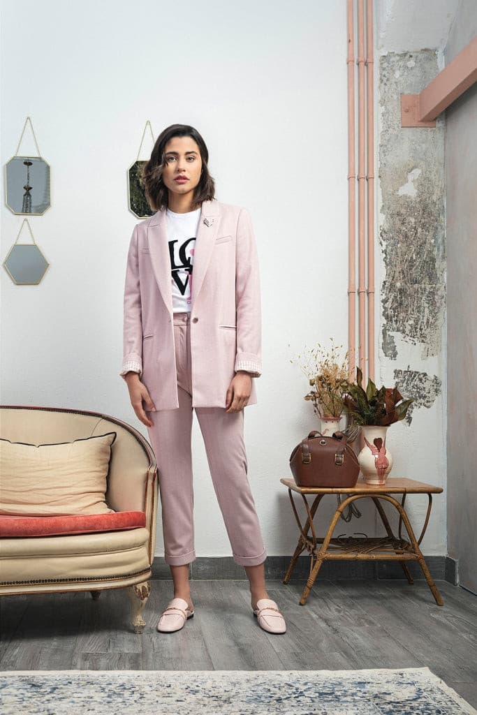 BLAZER TRAJE PUNTO ESPIGA | Rosa chokolat-fashion.myshopify.com
