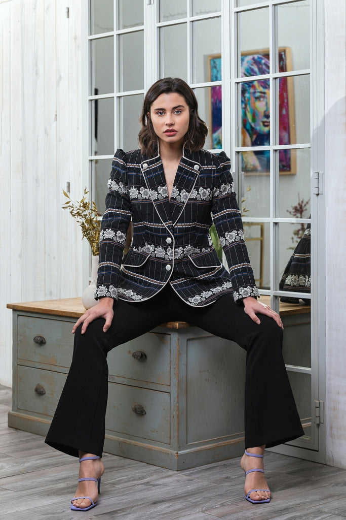 BLAZER MILITAR JAQUARD | Negro chokolat-fashion.myshopify.com