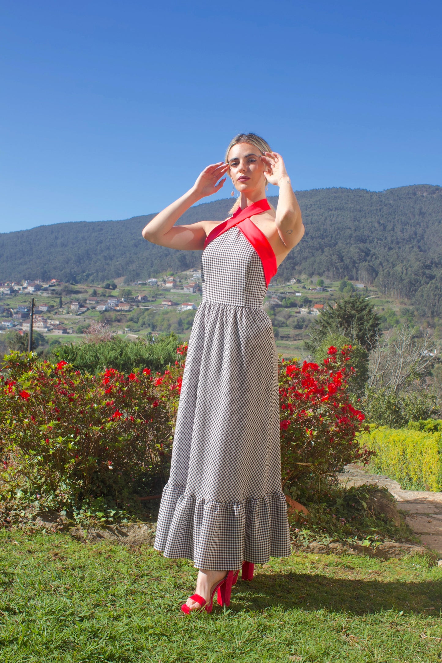 VESTIDO CUADRO VICHY COMBINADO