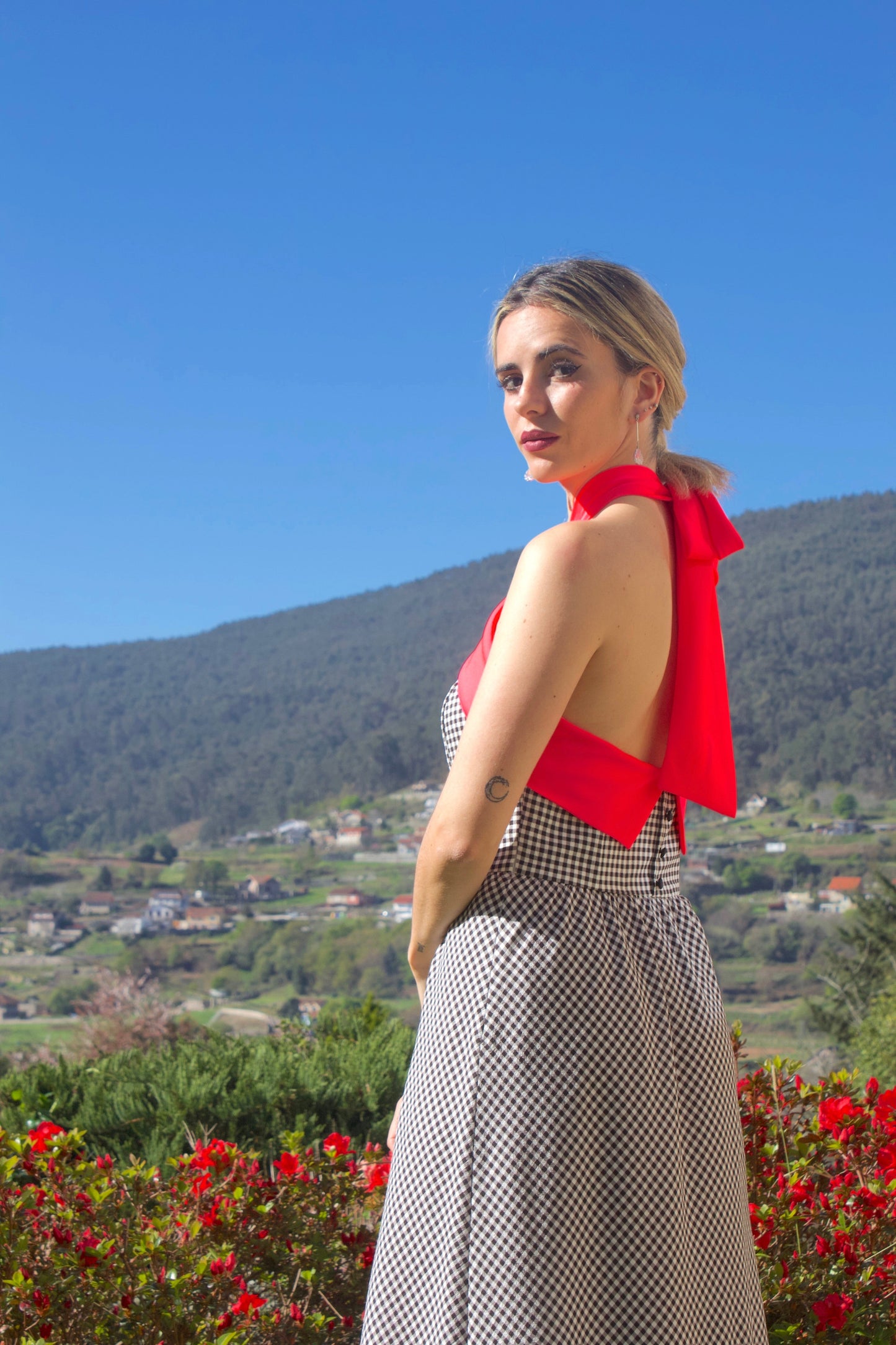 VESTIDO CUADRO VICHY COMBINADO